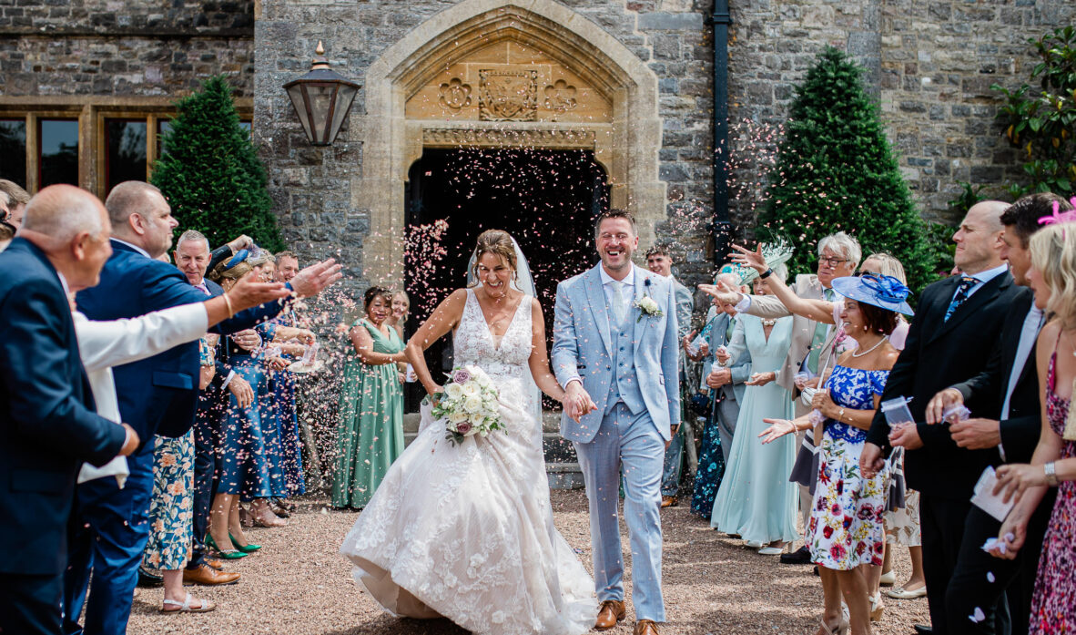 Huntsham Court wedding photography for confetti shot.