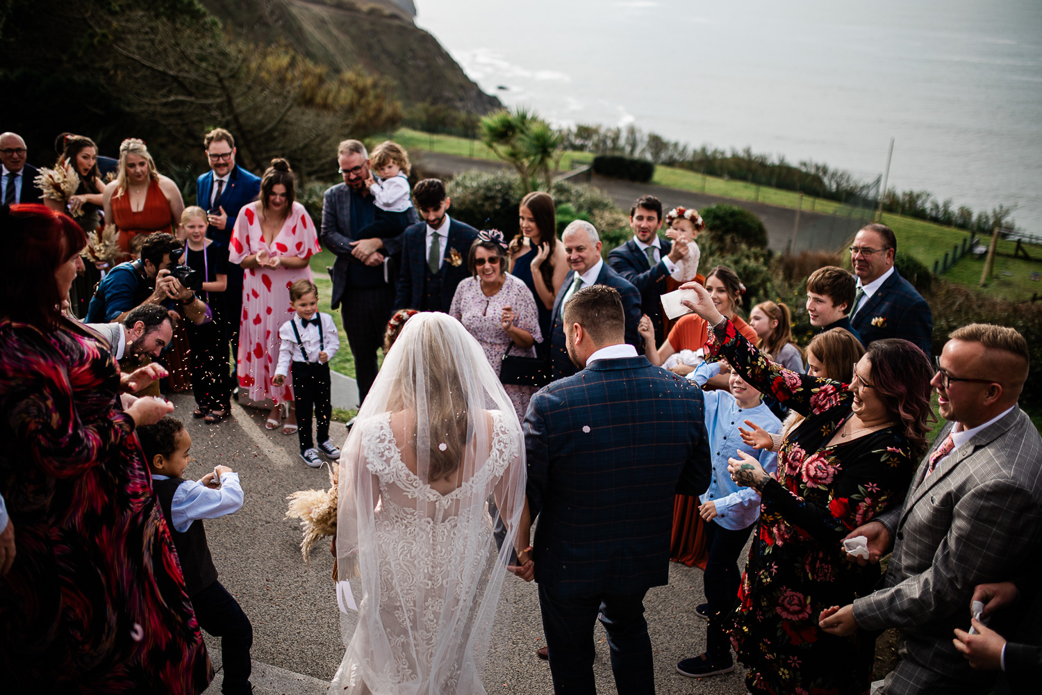 Polurrian on the lizard wedding photography of a confetti shot